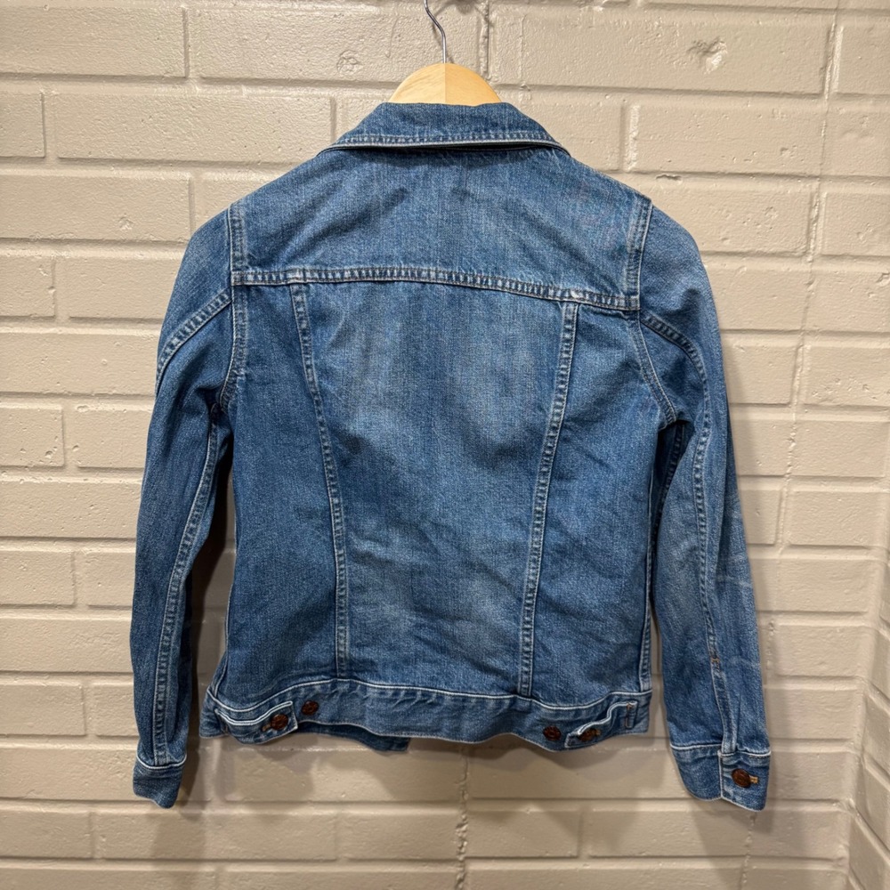 Madewell Jean Jacket Blue Denim Medium Wash Classic Button Up Trucker Coat Small - Picture 5 of 14
